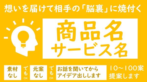 商品名・キャッチコピーなど3日で100案をご提案します