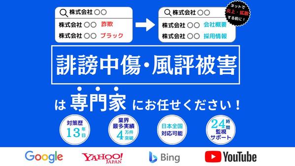 専門家が誹謗中傷・風評被害をネット上から日本一安く・早く解決します