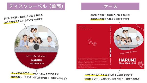 オリジナルの長寿祝いムービーを作成し、DVDまたはブルーレイにしてお届けします