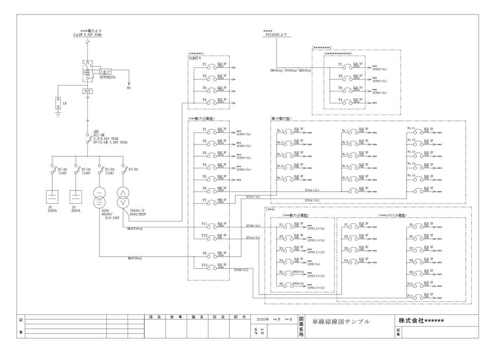 PDF等の単線結線図をJW-CADにて作成します