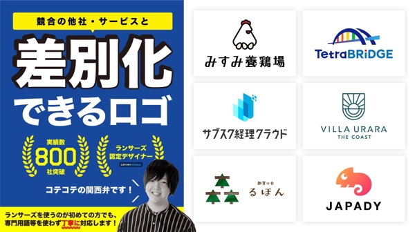 あなたのサービスや商品をロゴで「差別化」し、時代に左右されないロゴを制作します