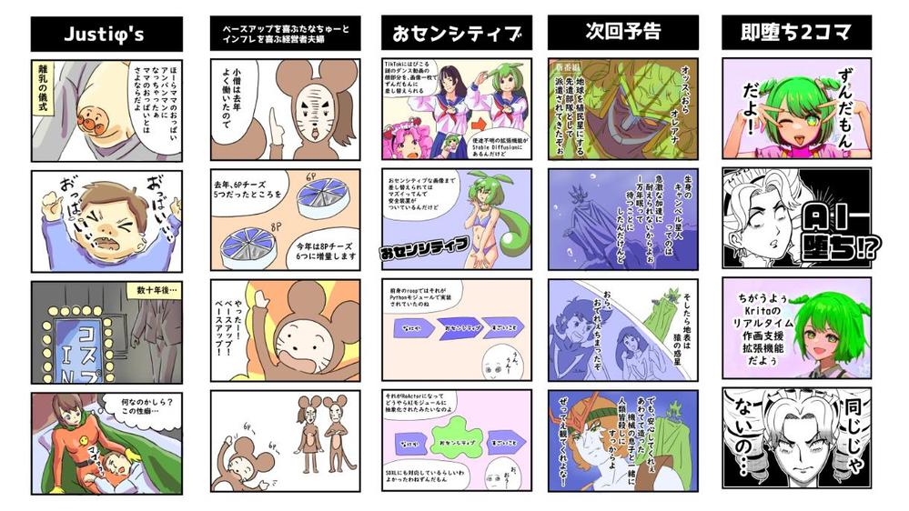 ゆるかわな漫画、アニメチックなイラストを素早く制作します