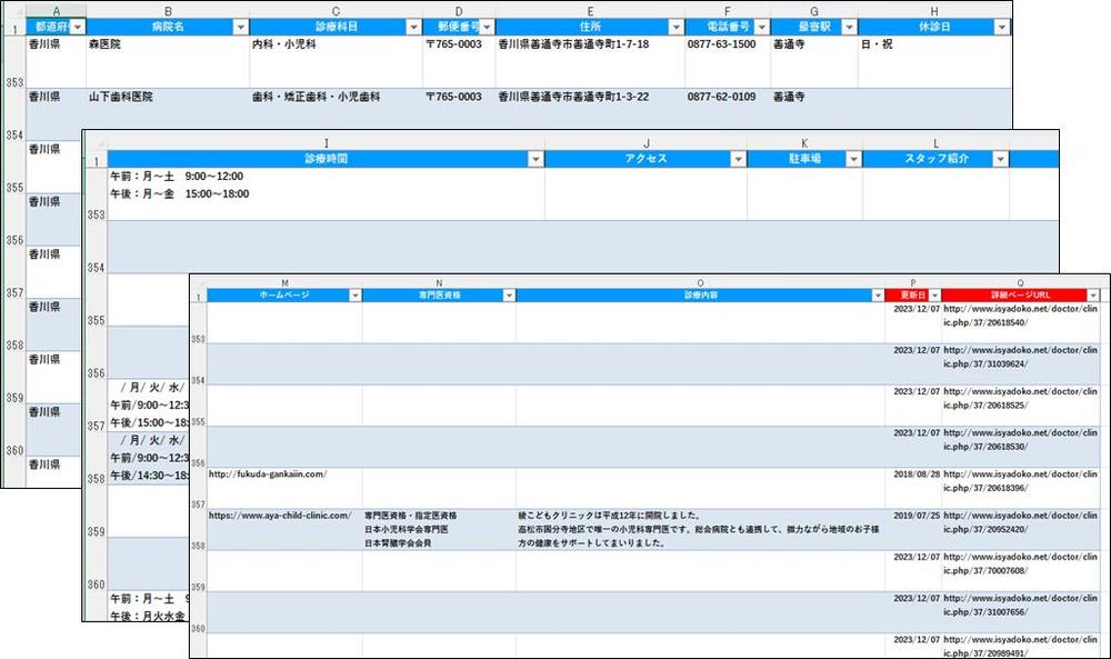 【エクセルで情報収集】医者どこ情報取得を都道府県選択し取得します