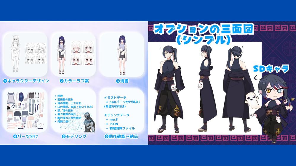 Vtuber専用｜高可動域に対応可｜高品質で【自然な動き】のLive2D制作