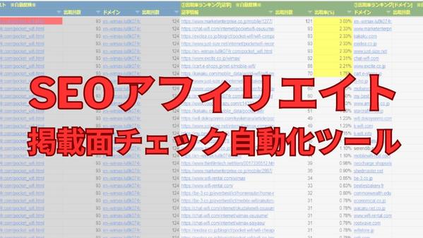 【CV獲得効率UP!!】SEOアフィリエイトの掲載面チェック自動化ツールを販売します