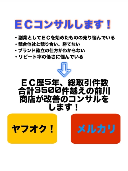 ヤフオク、メルカリの売上の改善をするための施策考案をさせていただきます