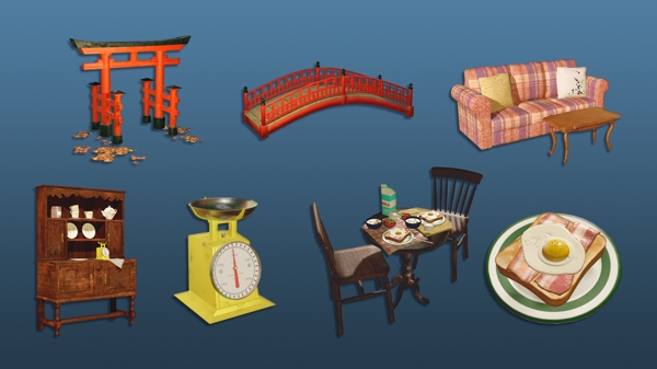 3DCGで家具、インテリア、食べ物等をモデリングいたします