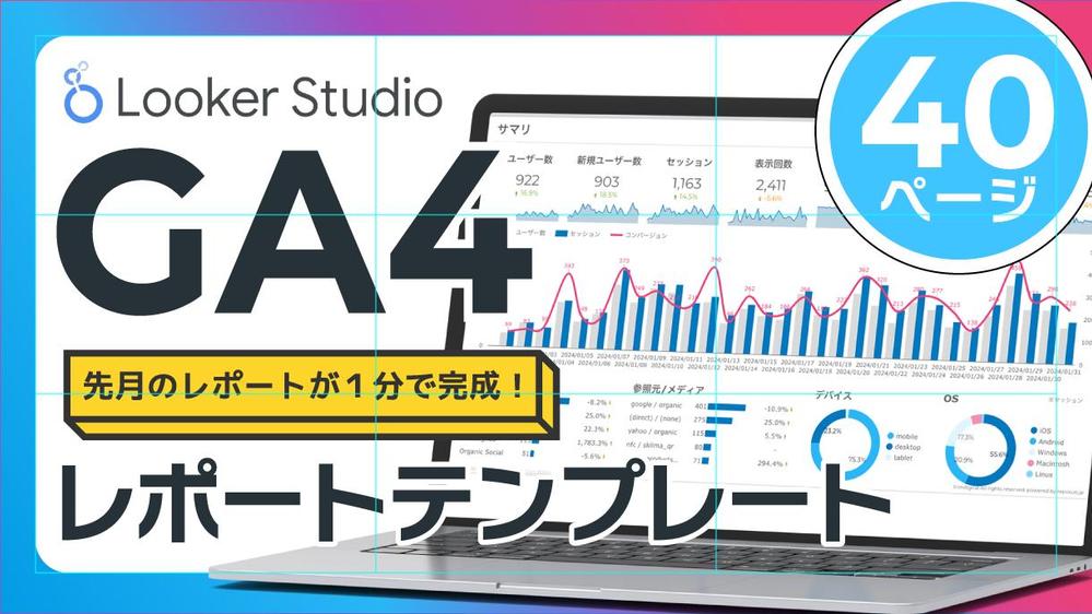 GA4レポートテンプレートを販売／先月のレポートが１分で完成します 