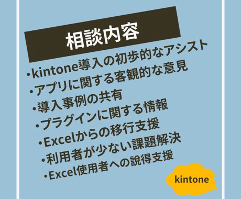 kintoneでの業務効率化のためのコンサルティングやアプリ修正や導入支援いたします