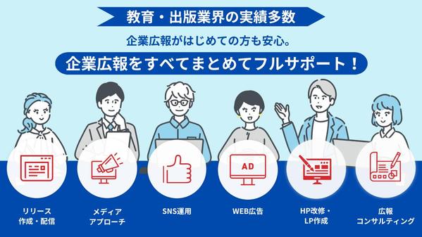 広報プランニングから運用まで、企業広報に関する業務をフルサポートします