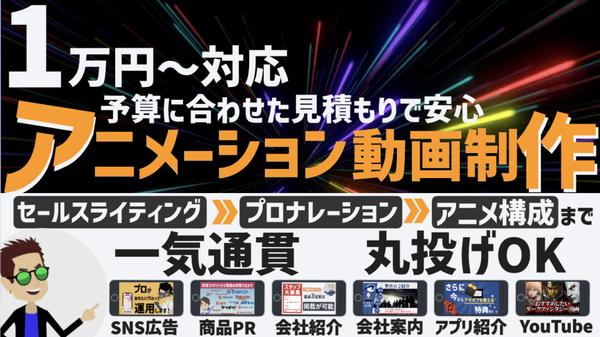 【１万円〜可能・丸投げ可能】アニメーション動画を最短2日〜高品質／安価で制作します