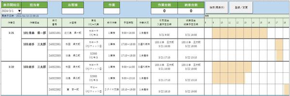 自動車整備の作業を管理する簡易的な仕組み（EXCEL、ACCESS)となります