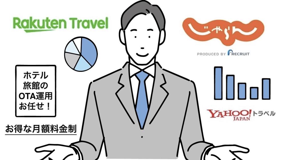 ホテル・旅館のオンライン予約サイト（じゃらん・楽天トラベルなど）の運営管理を承ります