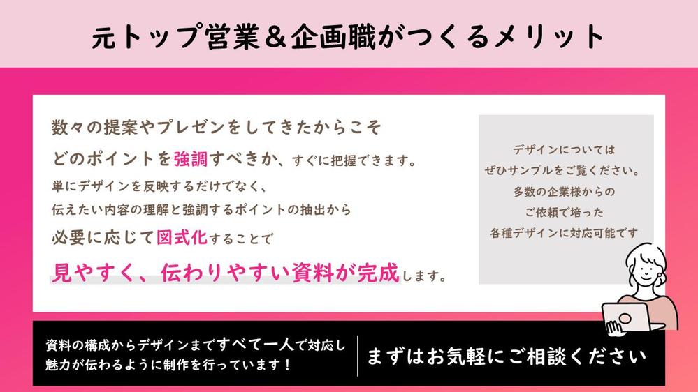 【営業・企画経験】大手実績☆パワーポイント、Googleスライドで資料作成いたします