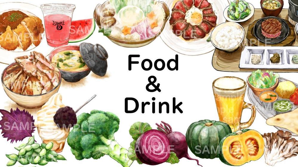 お店の雰囲気に合わせた優しいFood＆Drinkイラストの絵素材作成します