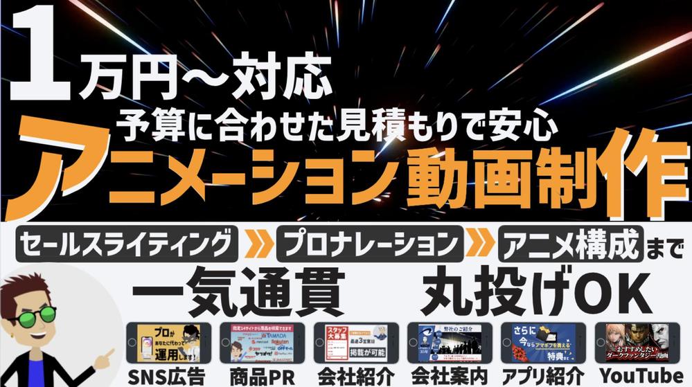 【１万円〜可能・丸投げ】アニメーション動画を最短2日〜高品質／安価で制作します