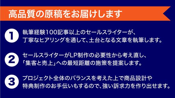 ヒアリングを元にLP（ランディングページ）のテキスト原稿を執筆します