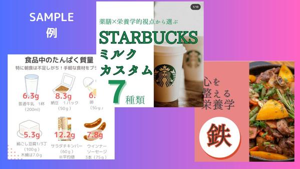 食品、栄養、健康、薬膳に関するInstagramのフィード、ストーリー作成します