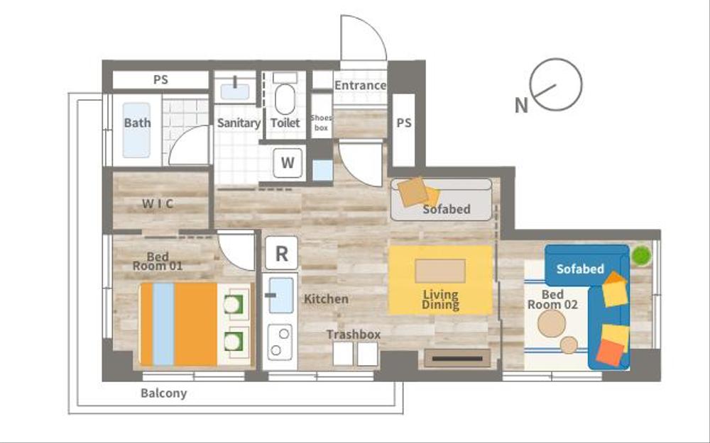 【一級建築士が対応】民泊サイトに掲載可能な間取り図をカラーで作成します