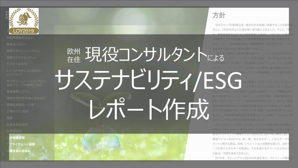 サステナビリティ報告書やESGレポート（日英）を自社に合わせて作成します