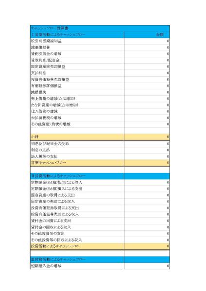 自動計算してくれるキャッシュフロー表のエクセルを提供します