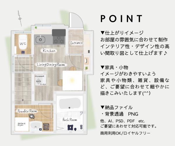 【間取り図】お客様をわくわくさせるイラスト間取り図を制作します