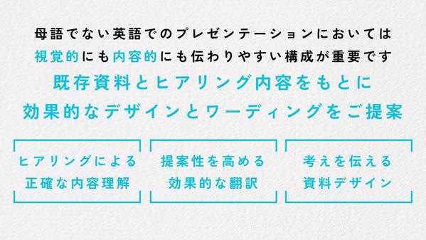 ベルリン在住戦略プランナーが、提案性を高める英語プレゼン資料を作成します