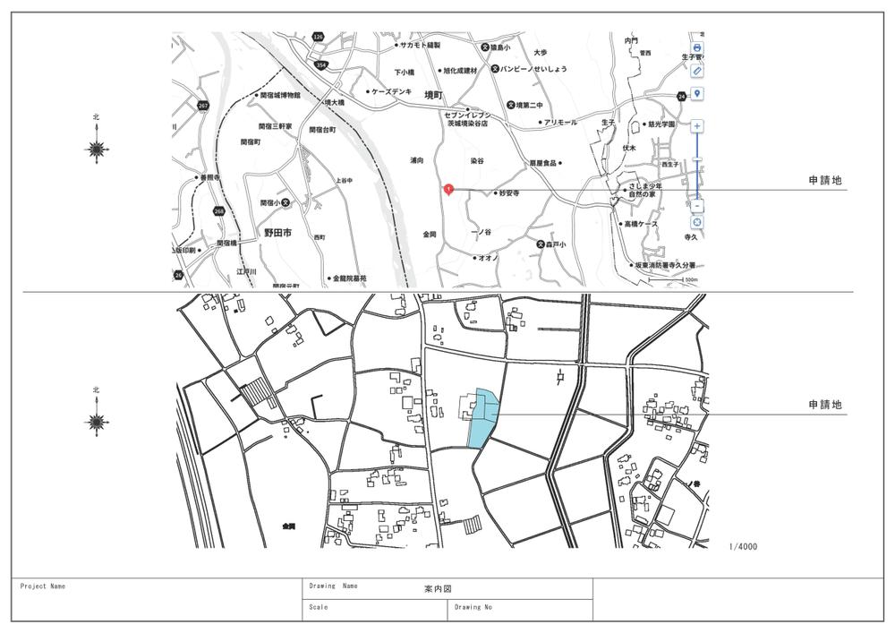 確認申請や開発許可などに添付する【案内図】をJWCADで作成します