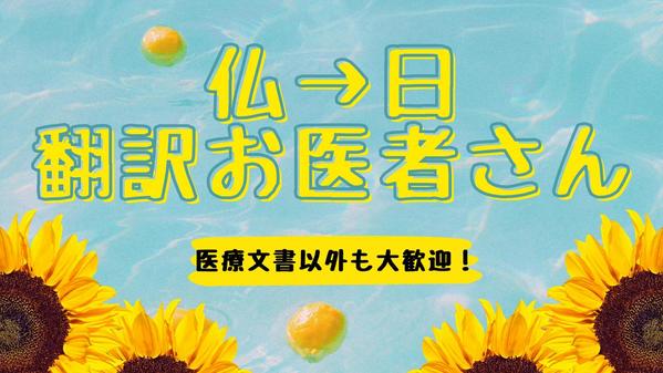 仏→日翻訳　 英検1級の現役医師が分野を問わず承ります