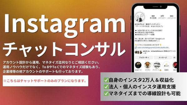 【インスタフォロワー2万人】Instagramのコンサルをチャットで行います