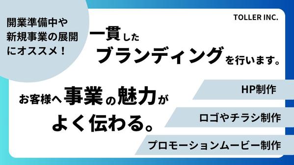 HP制作やロゴ制作などを通して、開業準備やリブランディングなど承ります