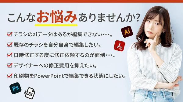 既存の印刷物データをPowerPointで再制作します