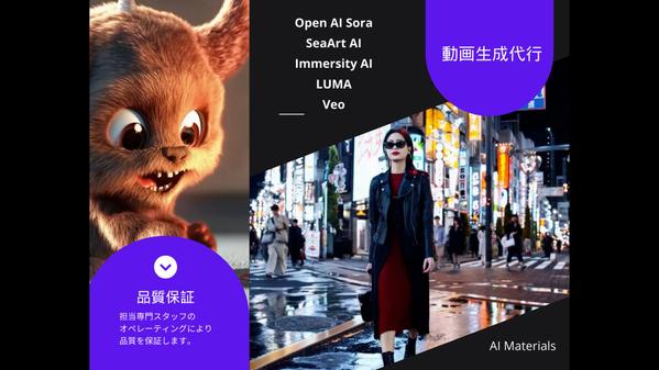 複数の最先端動画生成AIを利用した動画素材を提供します