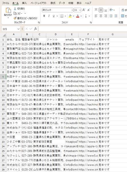 営業リストを1から1件0.5円～作成し、1件0.6円～送信代行まで行います