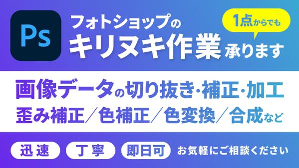 1点からでもOKです！画像の切り抜き・補正・合成加工承ります