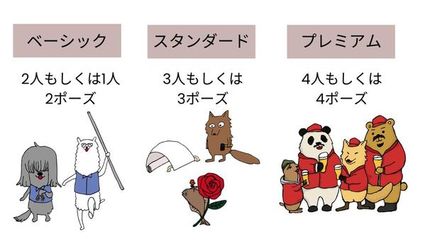 【ほどよく似過ぎない似顔絵】人物をかわいい動物キャラクターにします