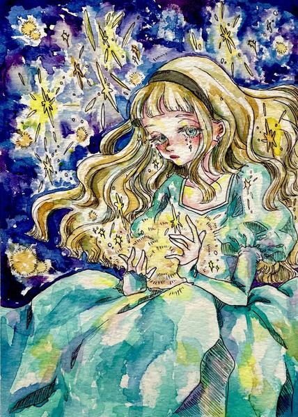 透明水彩を使用したイラストを作成します！儚い女の子など描きます