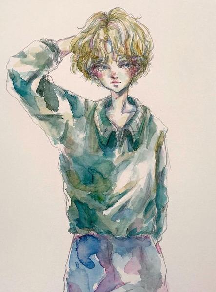 透明水彩を使用したイラストを作成します！儚い女の子など描きます