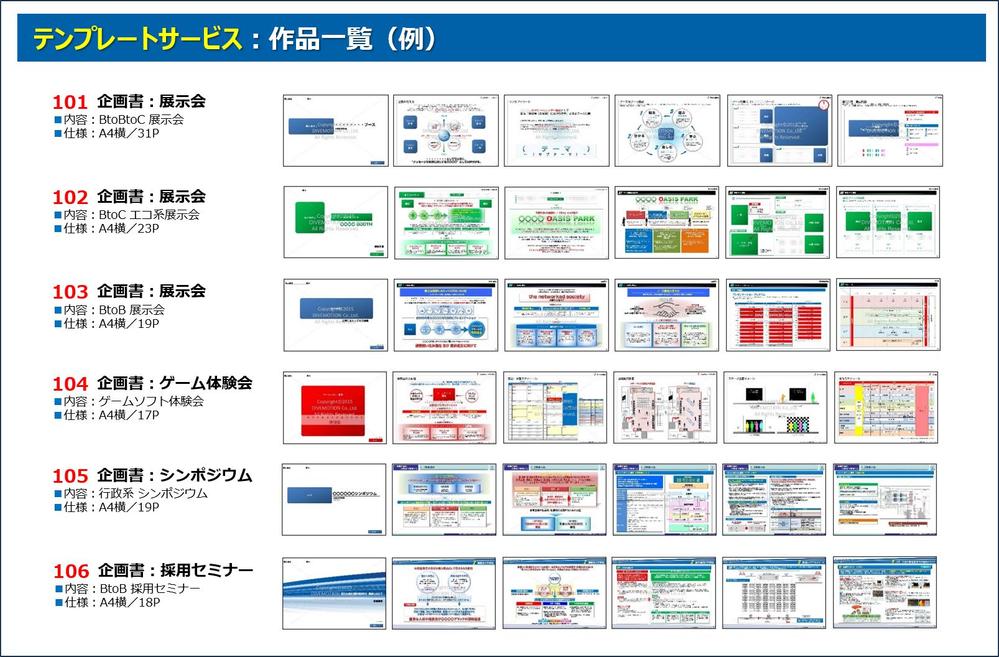イベント／プロモーション企画書　テンプレートサービス
どなたにも簡単に作成できます
