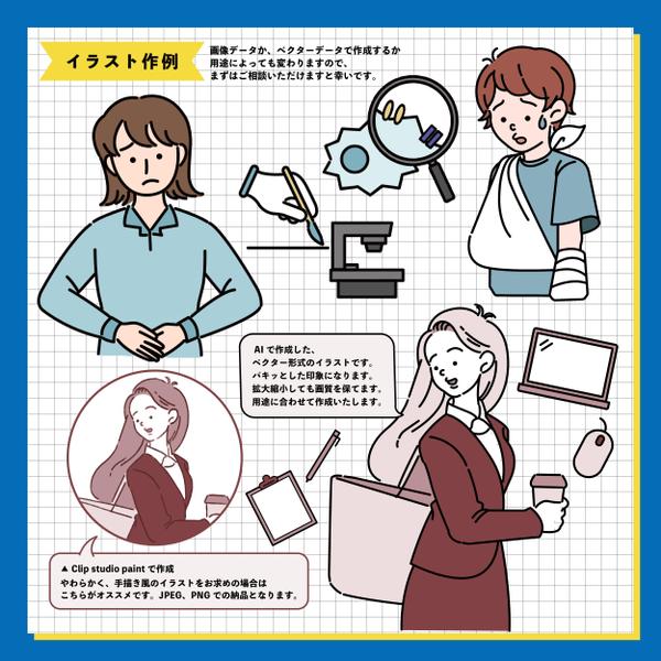 ビジネス、医療、介護、保育など、広告などにおすすめ！イラストを作成いたします