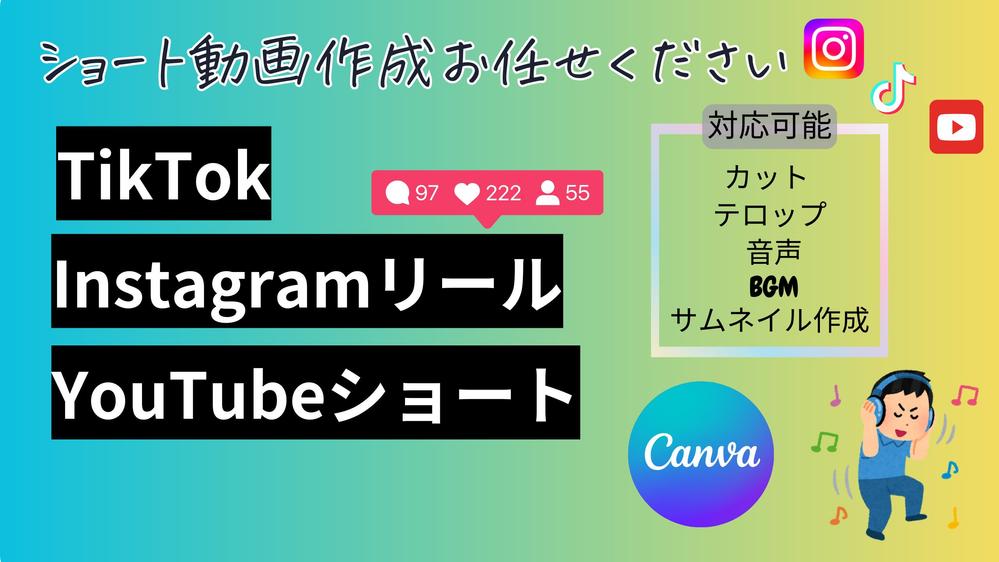 切り抜き動画、一から作成も可　ご希望に沿ったショート動画作成します