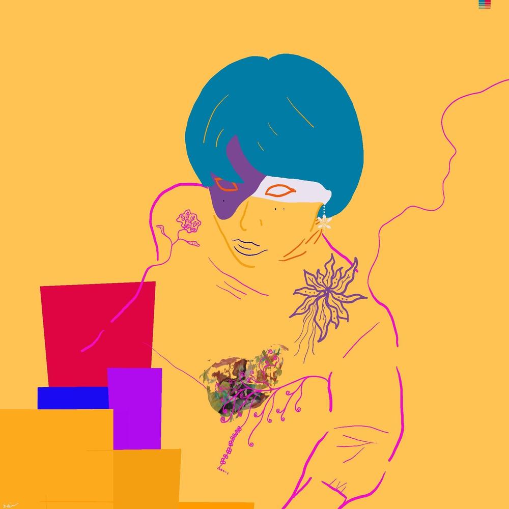 惑星や時間を食べる女の子をモチーフにしたイラストを描きます