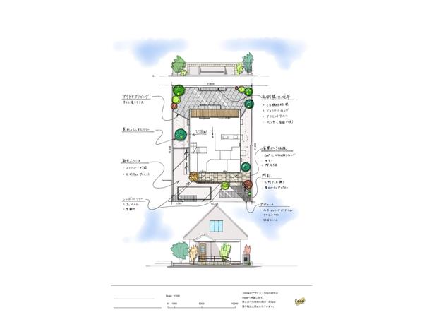 機能性・デザイン性の高い外構プラン図（平面図・一部立面図）を作成します