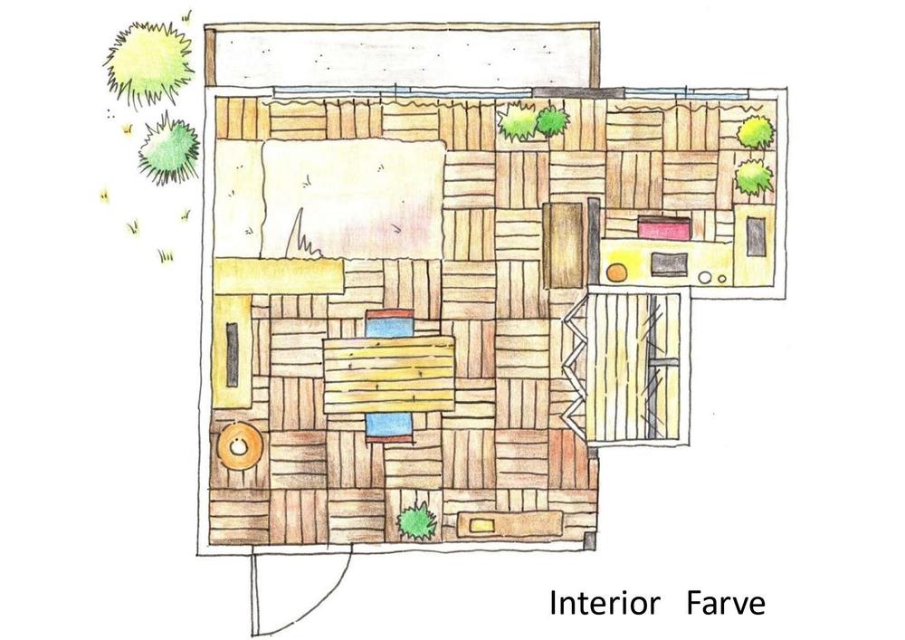 色鉛筆の温もり、柔らかい雰囲気。３Dとも違う手描きインテリアパース作成をします