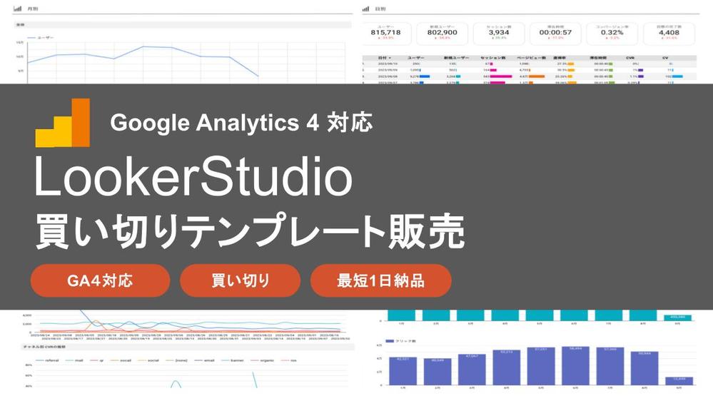 GA4対応Looker Studio（ダッシュボード）で分析レポートを販売します