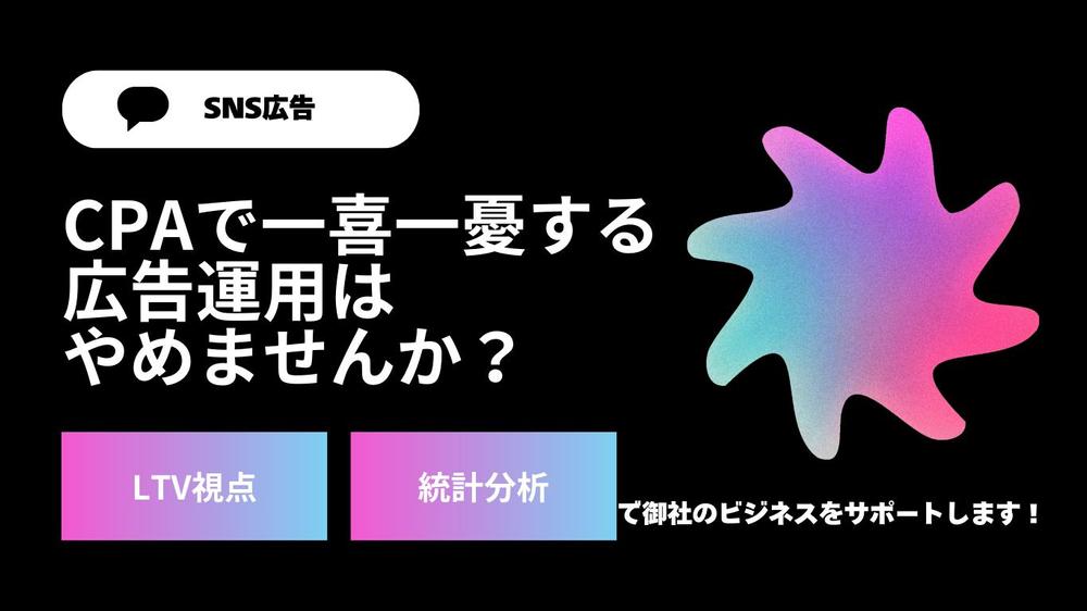 【データサイエンスで勝つSNS広告運用】LTV視点の広告改善を安価に行います