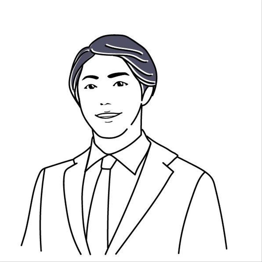 すっきりとした線画の似顔絵イラストです。プロフィール用、名刺などに使用できます