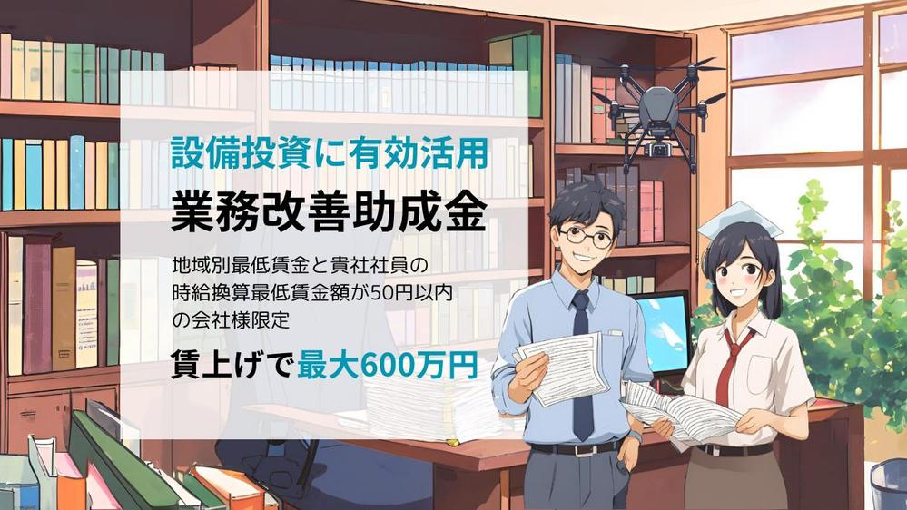 生産性向上を目的とした設備投資に活用できる業務改善助成金の申請をサポートします