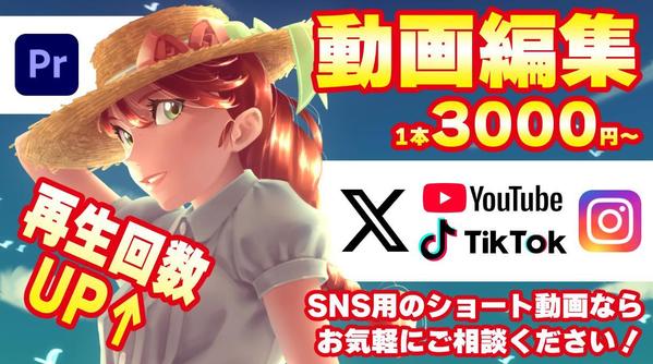 Instagram、TikTok、YouTubeのショート動画編集します