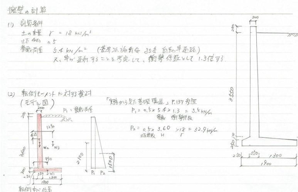 簡単な構造計算を行います。　フェンス、擁壁、看板など行います